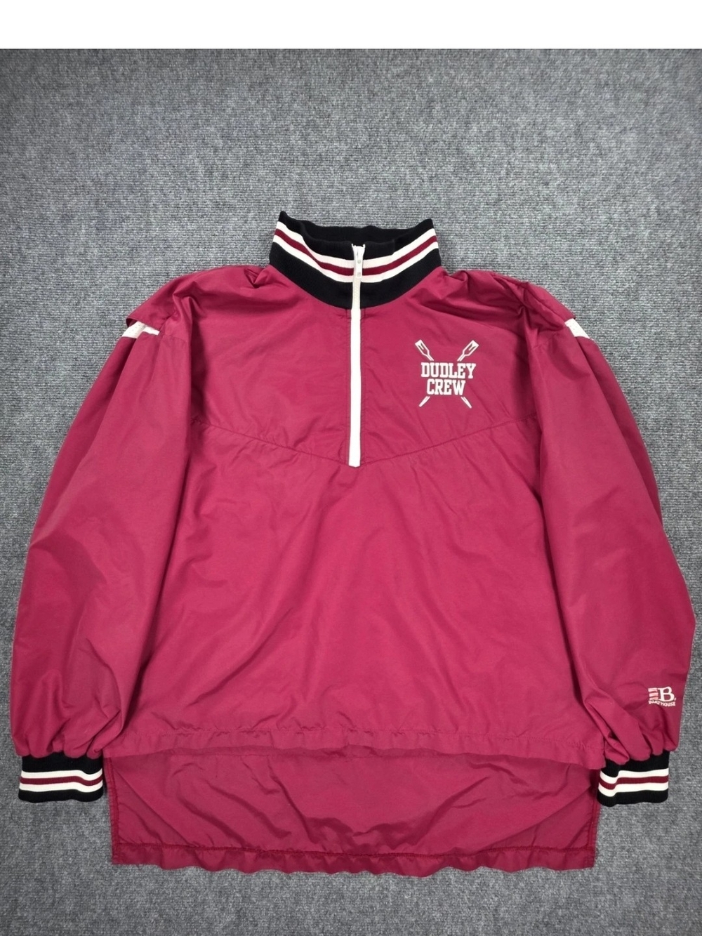 Vintage Boathouse Harvard Dudley Crew Rowing Team XL 1/4 Zip Pullover Jacket USA